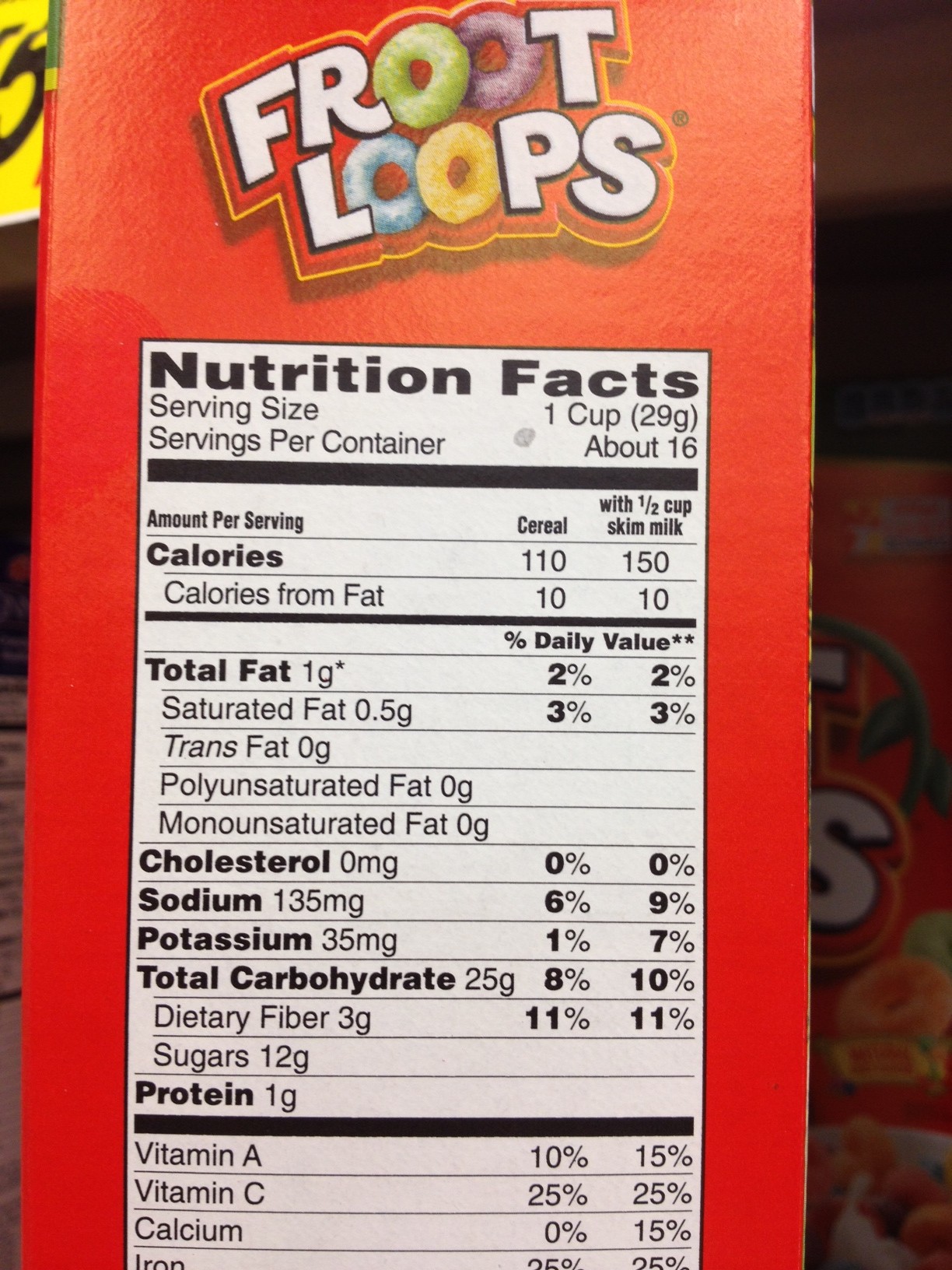 Kellogg's Fruit Loops Nutrition Facts at Carol Thrift blog